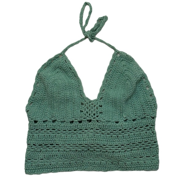 Handmade Crotchet Festival Top Blue Size Small / Medium - Picture 1 of 6